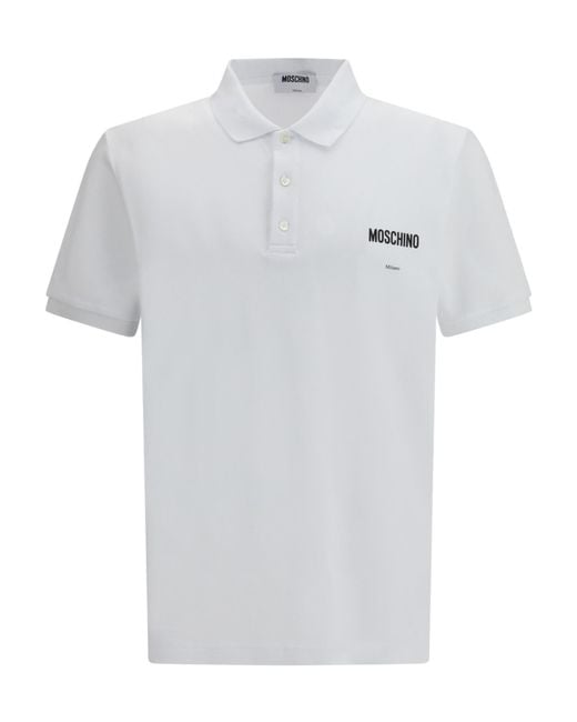 Moschino White Short Sleeve Polo Shirt for men