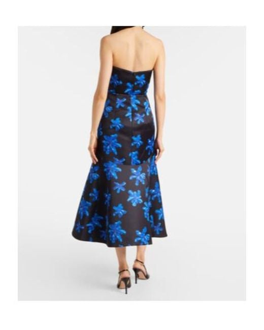Emilia Wickstead Blue Tamilla Floral Midi Skirt