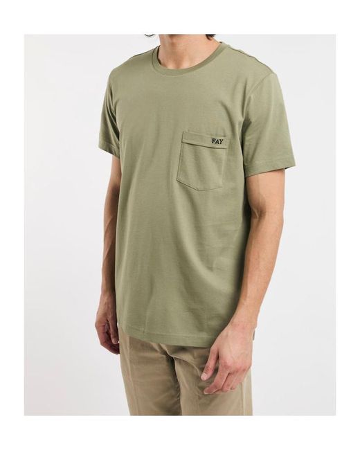 Fay Green Pocket Crew Neck T-Shirt for men