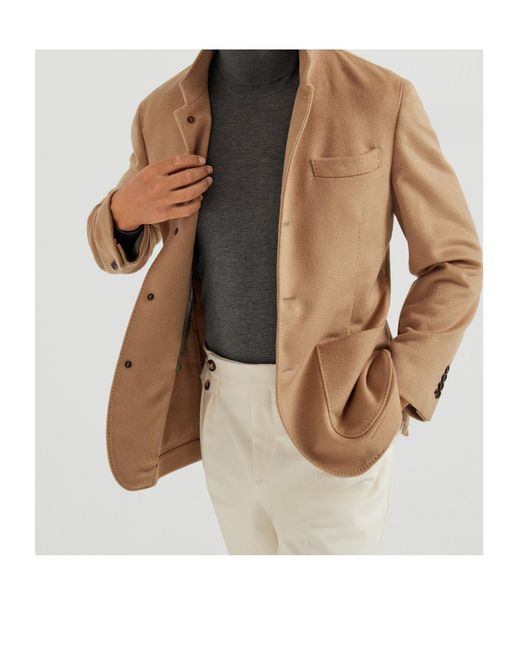 Brunello Cucinelli Brown Long-Sleeved Suit Jacket for men