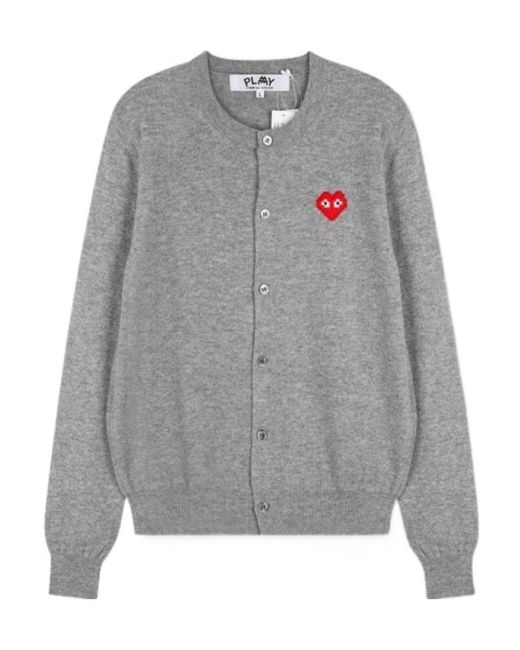 COMME DES GARÇONS PLAY Gray Logo Long-Sleeved Sweater