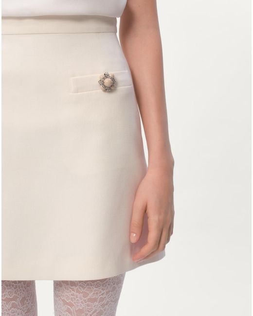 Valentino White Button Embellished A-Line Mini Skirt
