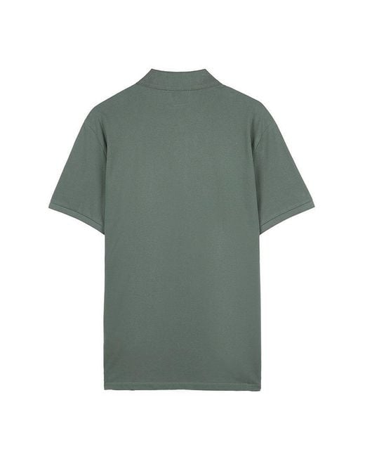C P Company Green Piquet Short Sleeved Point Collar Polo Shirt for men