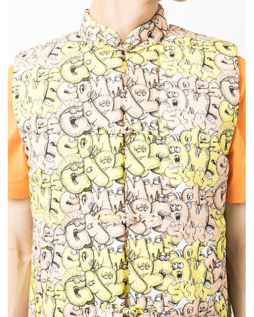 Comme des Garçons Metallic Logo-Print Padded Gilet for men