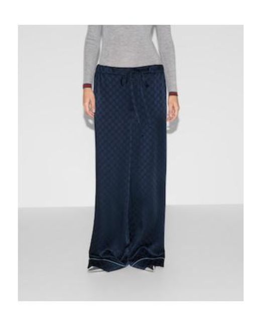 Gucci Blue Monogrammed Drawstring Pants