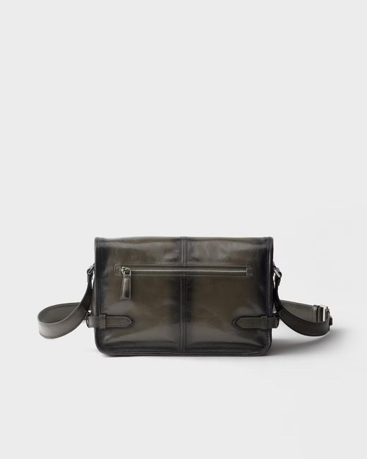 Prada Black Antiqued Leather Shoulder Bag for men