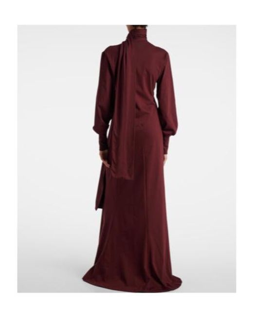 Plan C Purple Scarf-Detail Cotton Maxi Dress
