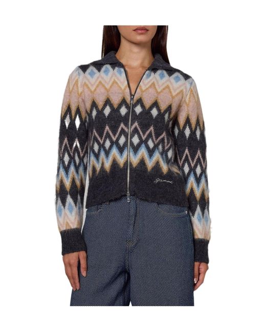 Ganni Black Ip-Up Knit Jacket