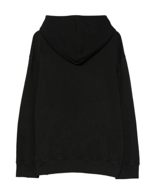 MM6 by Maison Margiela Black Logo-Patch Drawstring Hoodie for men
