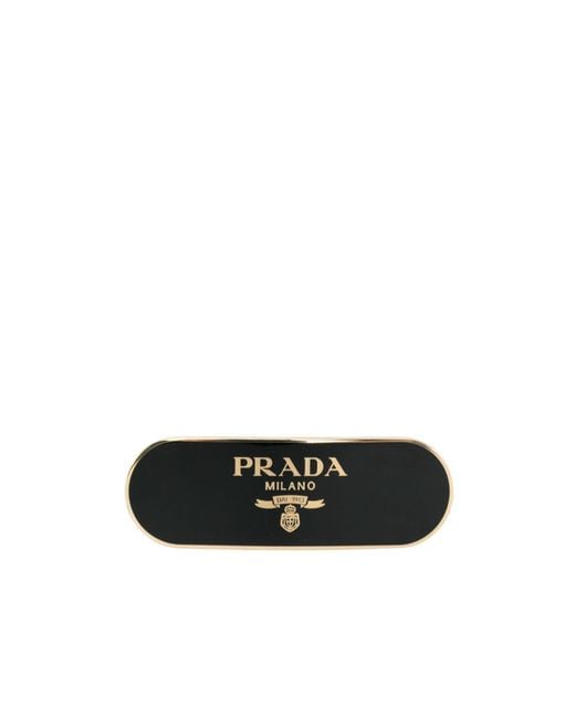 Prada White Logo-Print Hair Clip