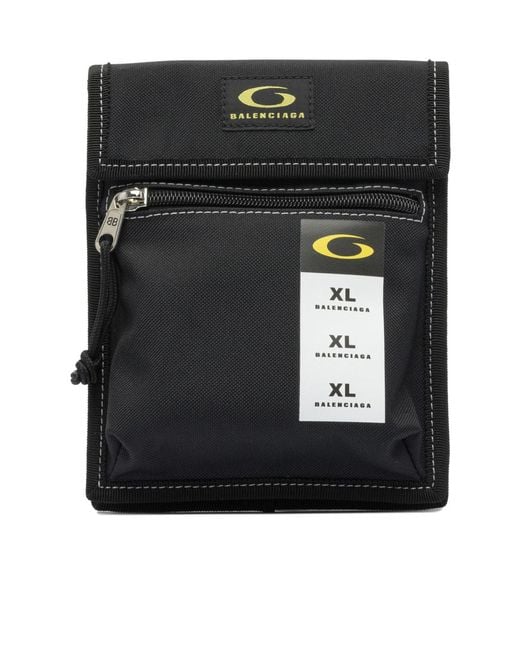 Balenciaga Black Logo Patch Crossbody Bag for men