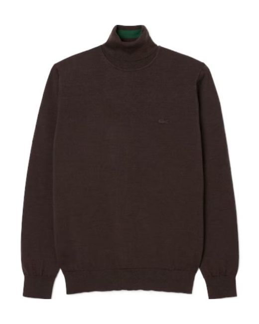 Lacoste Brown Merino Wool Roll Neck Sweater for men