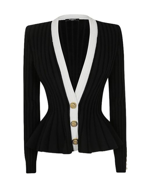 Balmain Black Button-Detailed V-Neck Jacket