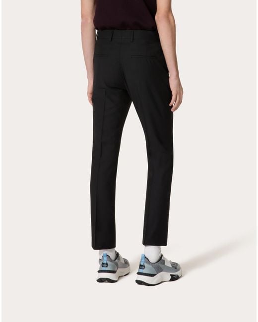 Valentino Black Pleated Straight Leg Trousers for men