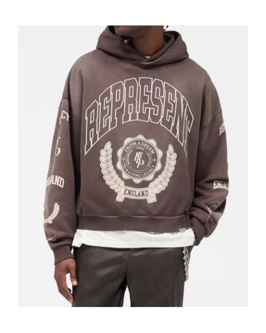 Represent Brown Crest Graphic Hoodie for men