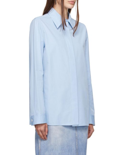 Jil Sander Blue Long Sleeved Striped Shirt