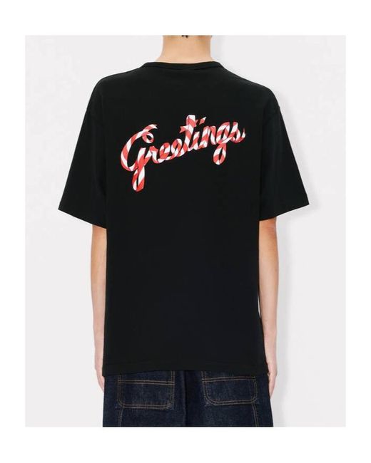 KENZO Black Winter Holidays Oversized T-Shirt for men
