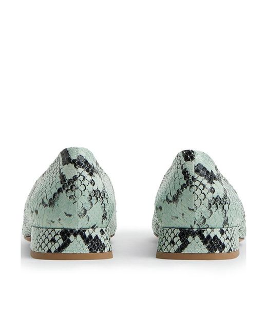 Bottega Veneta Green Tower Python-Print Ballerina Shoes