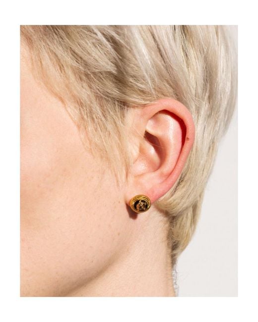 Versace Metallic Medusa Head Stud Earrings for men