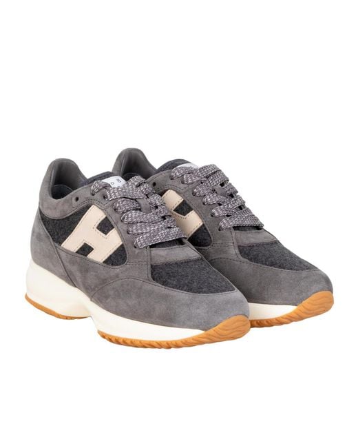 Hogan Gray Lace-Up Sneakers