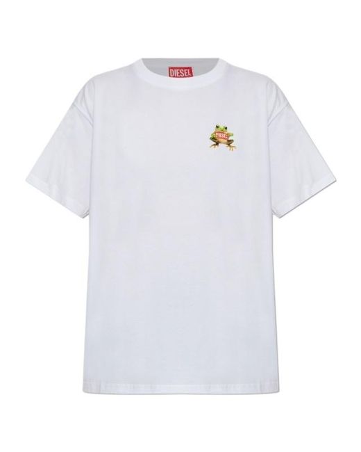 DIESEL White T-Normy-S Frog Print T-Shirt