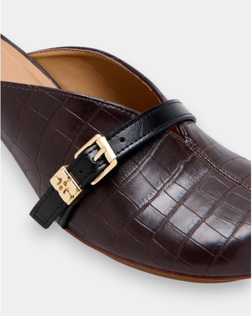 Ganni Brown Buckle-Detailed Emboosed Heeled Sandals