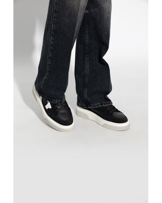 Ferragamo Black Cassina Gancini Outline Low-Top Sneakers for men