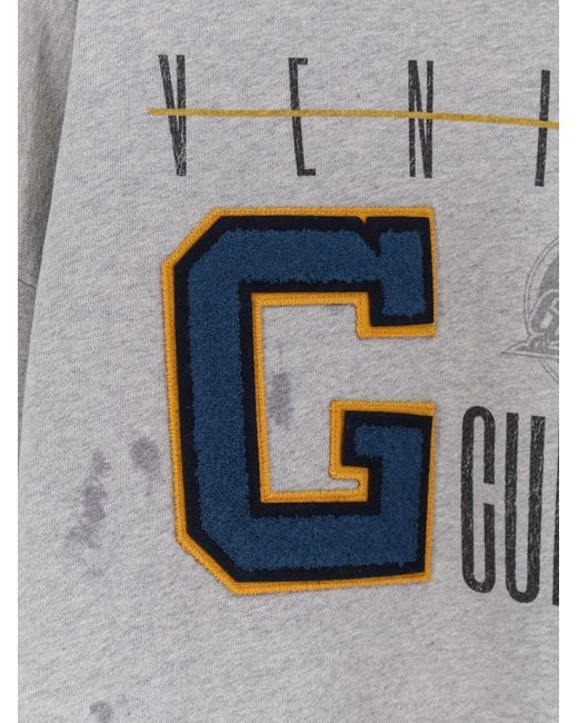Golden Goose Deluxe Brand Gray Graphic Distressed Sweatshirt for men