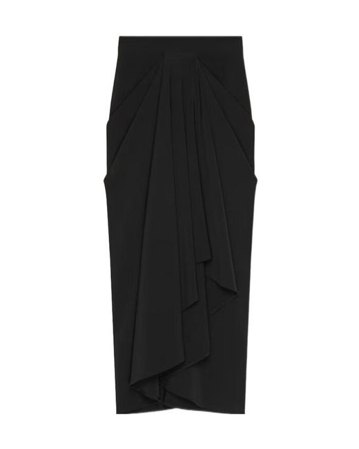 Givenchy Black Draped Midi Skirt