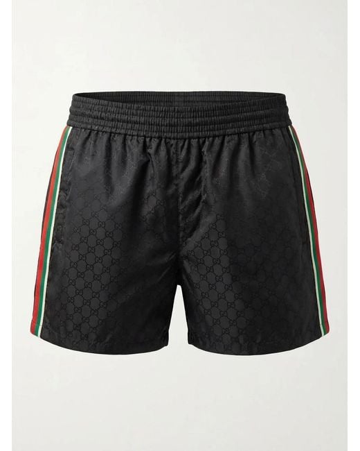Gucci Black Monogrammed Drawstring Swim Trunks for men