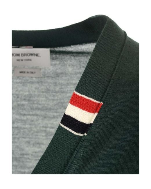 Thom Browne Green Button-Up Knitted Cardigan for men