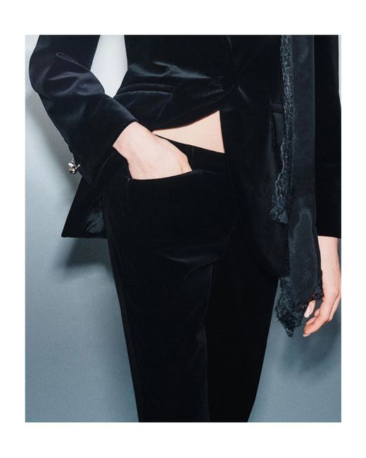 Marella Black Slim Velvet Trousers