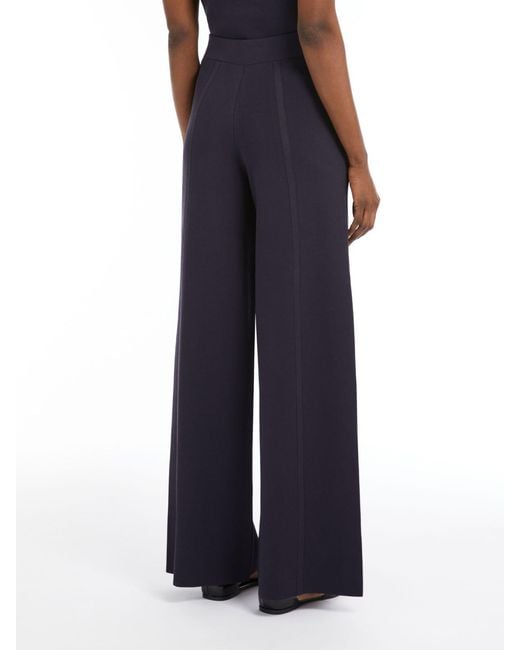 Max Mara Blue Assiro High Waist Wide-Leg Pants