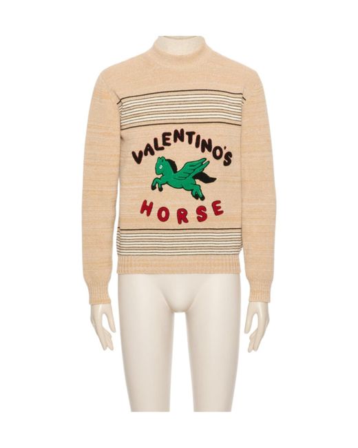 Valentino White Stripe Detailed Crewneck Jumper for men