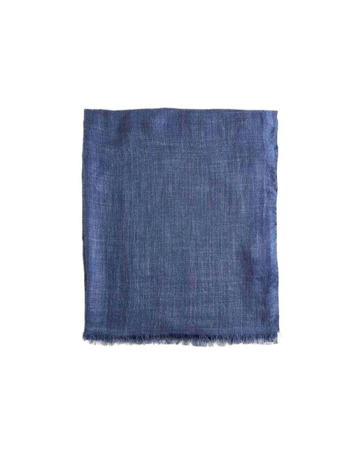 Brunello Cucinelli Blue Frayed Edge Scarf for men
