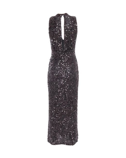 P.A.R.O.S.H. Purple Sequin-Embellished V-Neck Sleeveless Dress
