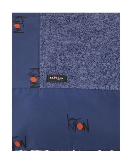 Kiton Blue Logo Detailed Beach Towel for men