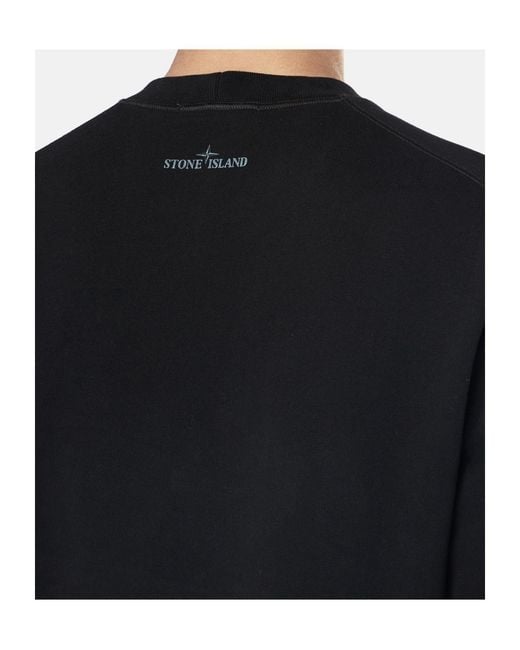 Stone Island Black Compass Detailed Crewneck Sweatshirt for men