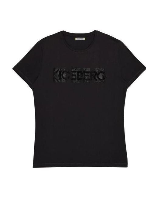 Iceberg Black Round-Necked Logo T-Shirt for men