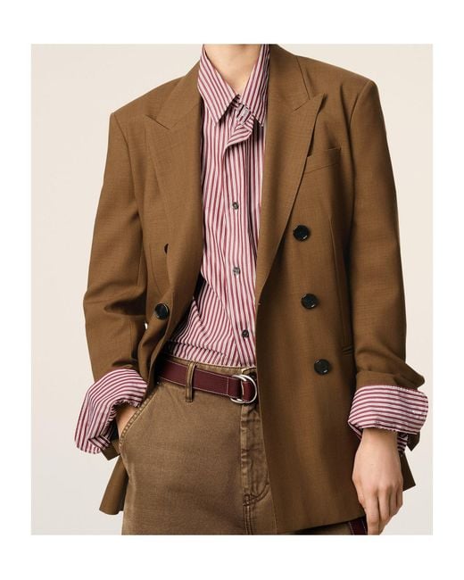 AMI Brown Double-Breasted Tailored Blazer