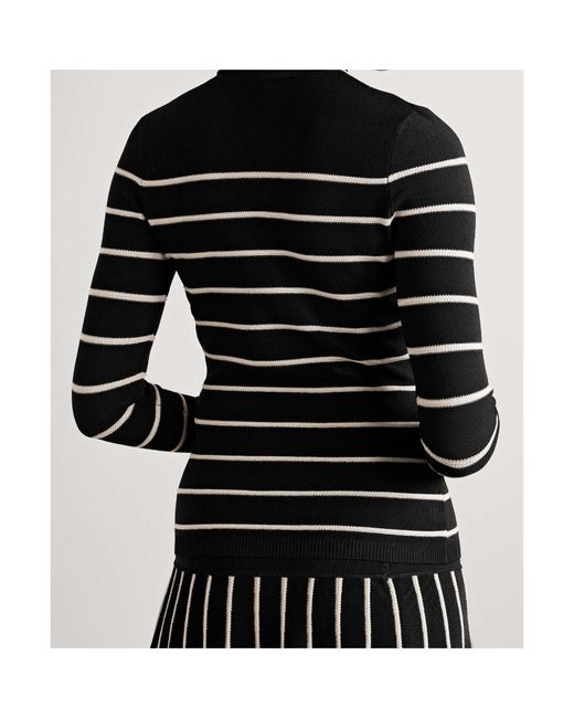Zimmermann Black Crush Striped Stretch-Knit Top