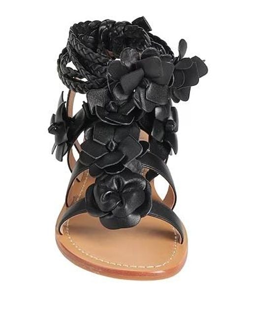 Tory Burch Black Appliquéd Sandals