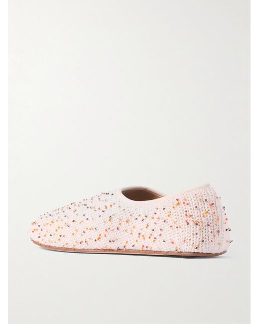 Gabriela Hearst Pink Callie Beaded Crochet Ballet Flats