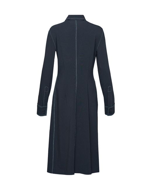 Stella McCartney Blue Contrast-Stitching Midi Shirtdress