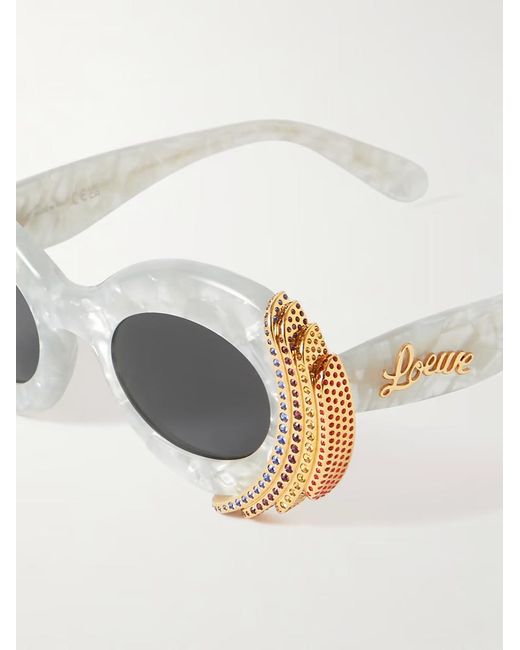 Loewe White Crystal Inlaid Sunglasses