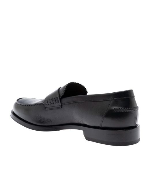 Doucal's Black Almond Toe Loafers for men