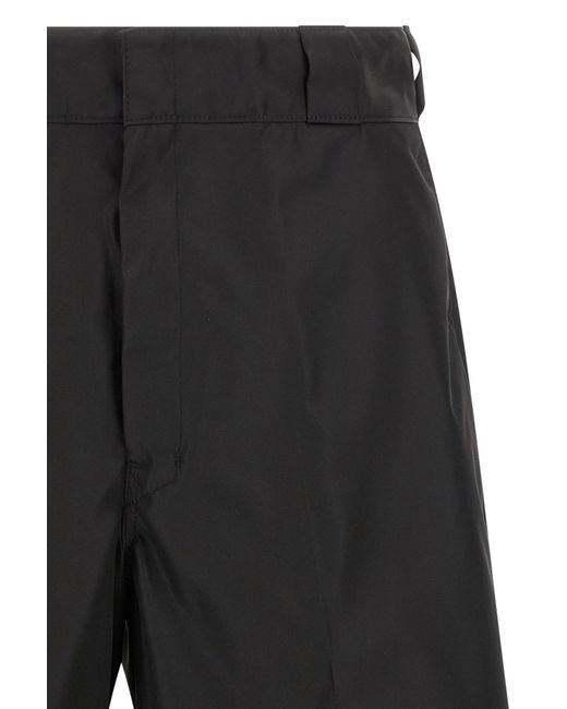 Prada Black Logo Plaque Bermuda Shorts for men
