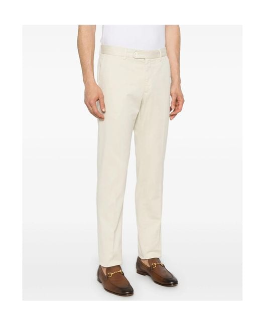 Incotex Natural Buttoned Cotton Pants for men