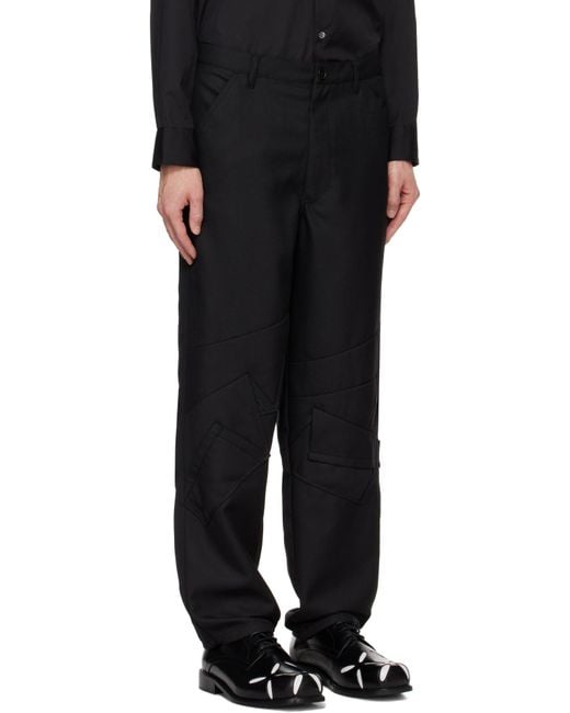 Comme des Garçons Black Stitched Knee Pants for men
