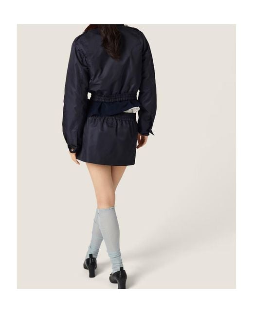 Miu Miu Blue Elasticated Waistband Mini Skirt